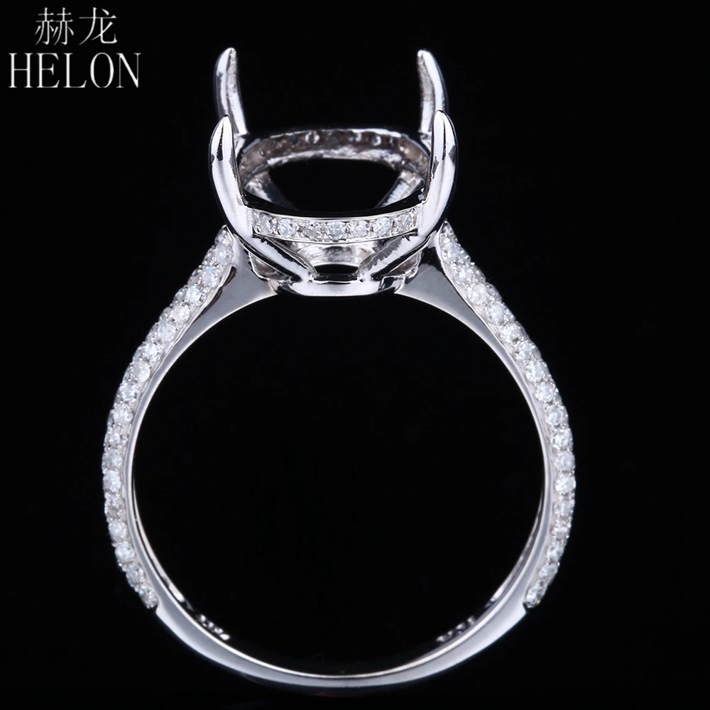 HELON 11x16mm Ovalo Supjaustyti Kietas 10K Baltasis Auksas Gamtinių Deimantų, Pusiau Kalno Sužadėtuvių, Vestuvių Žiedas Nustatymas Moterų Madinga Fine Jewelry