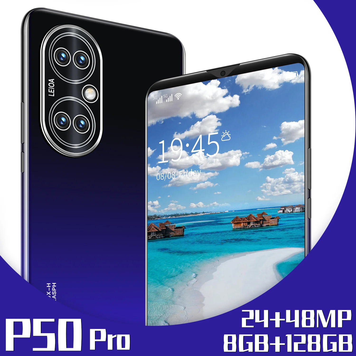 2021 P50Pro 6.1 Colio 8+128 GB Dual SIM+Micro SD 5000mAh pirštų Atspaudų Atrakinti 24+48MP 10 Core Pigūs išmanieji telefonai, mobiliųjų telefonų MTK6595