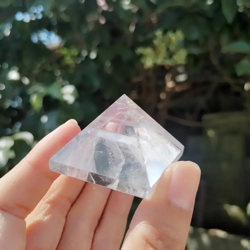 40mm Natūralūs aišku, kvarco kristalo akmens skaidraus krištolo gydymo piramidės