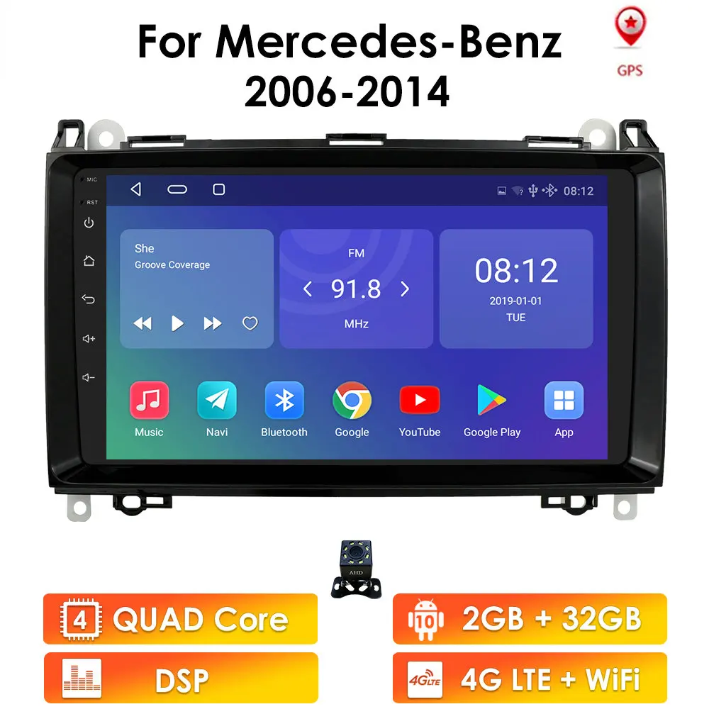 Android10 Automobilio Multimedijos Grotuvas GPS Autoradio Mercedes Benz W169 A160 A170 W245 B160 B170 W639 W906 Sprinter Stereo Radijo BT
