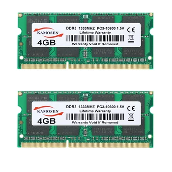 KAMOSEN DDR3 RAM 4GB 1333MHz visiškai naujas žemos įtampos 1,5 V PC3-10600 Nešiojamojo kompiuterio atmintis SODIMM 204-pin non-ECC