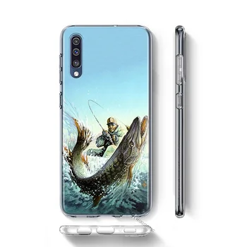 Didelis žuvų Žvejybą, Žvejo Samsung Galaxy A42 A51 A90 5G A80 A70 A70S A50 A60 M60S M30 A40 A2 Core Telefono dėklas