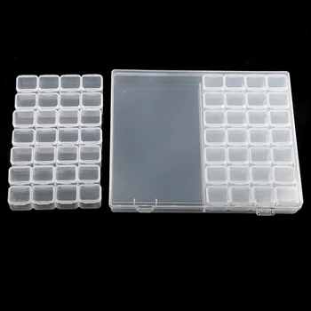 28&56 Ląstelių Plastiko Skaidrus Talpinimo Diamond Tapyba Priedai, Įrankis Nagų Dailės Kalnų Krištolas Granulių Laikymo Dėžutė