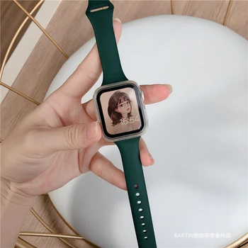 Plonas Silikono dirželis Apple watch band 44mm 40mm 38mm 42mm minkštas wrsit correa diržo apyrankę iWatch serijos 3 SE 5 4 6 watchband