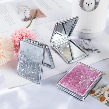 Mini Pocket Makiažo Veidrodėliai Kūrybos Kosmetikos Kompaktiškas Veidrodėliai su Tekantis Smėlis 1 Vnt