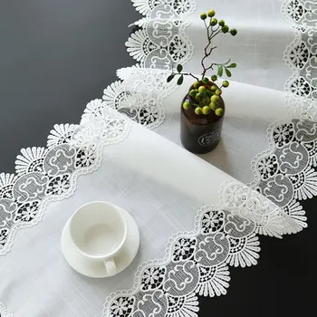 Siuvinėjimo stalo runner vėliavėlę gėlių Medvilnės skalbiniai vaiskiai balta minkšta Nėrinių staltiesė kavos TV spintelė padengti rankšluostį HM918