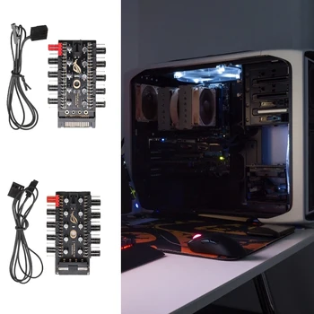 Kokybės Radiatorius Aušinimo Ventiliatorius Hub PC SATA 1 iki 10 4Pin 12V Splitter kištukinis Lizdas, PCB Plokštę 2 Lygis Greičio Reguliatorius Kompiuterių