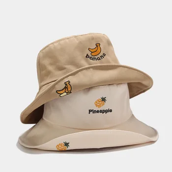 Vaisių siuvinėjimo žvejys skrybėlę moterų kibirą skrybėlę vasarą, lauke, saulės, skrybėlę pora skrybėlę, sulankstomas didelis kraštų saulės skrybėlę
