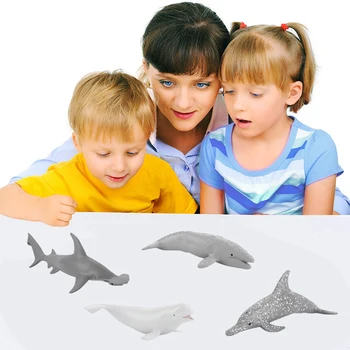 6pcs/Set Vaikų Vaikai Modeliavimas Jūrų Gyvybės Modelį Žaislas Dolphin Velnio Žuvis Baltuosius Ryklius Mini Kolekcijos Papuošalai Namų Dekoro