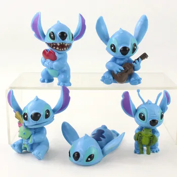 3-9.5 cm 5vnt/Daug Disney Anime Lilo & Stitch Mini Veiksmų Skaičius, Modelį, Žaislai, Mezgimo Lėlės Vaikams Dovanų