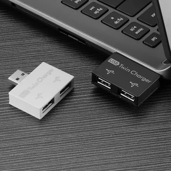 2 Hub Uostų Twin Įkroviklis Splitter Extender Praktiškas Nešiojamas Mini ABS Adapteris Profesinę už Telefoną, Tabletės USB Hub Mados