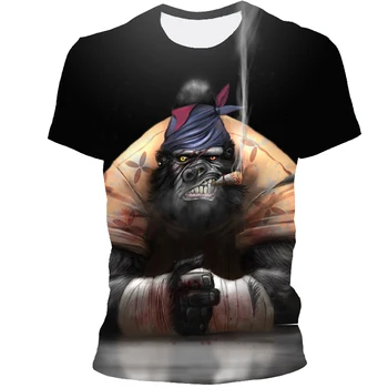 Gorila Dizaino 3D Atspausdintas T-shirt vyriški trumpomis Rankovėmis Apvalios Kaklo Marškinėliai Vasarą Madingi Ir Įdomus Vyrų Clothing100-6XL