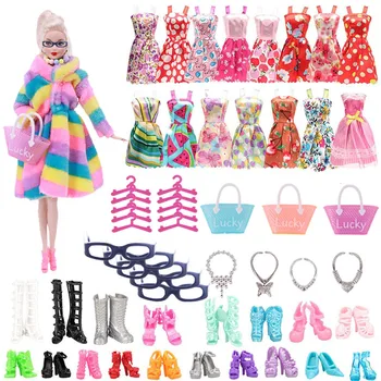 Barbies Lėlės Drabužių, Aksesuarų Barbie Lėlės Batai Mini Suknelė Rankinės Karūna Pakabos Akinius Barbie Doll&1/6 BJD Blythe