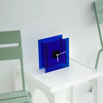 Šiaurės Mėlynas Akrilo Laikrodis Modernaus Minimalistinio Dizaino Stalinis Laikrodis Office Home Kambarį Miegamojo Puošimas