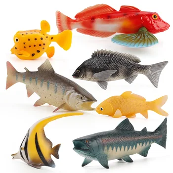 Modeliavimo Figūrėlės Žaislas Vandenyno Žuvų, Gyvūnų, Modelį, Tunai, Lašišos Veiksmų Skaičiai Jūrų Akvariumas Tikroviška Švietimo Žaislai Vaikams