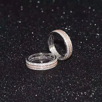 Moterims, klasikinės mados blizgučiai rožinė cirkonis žiedas S925 sterlingas sidabro originalios prabangos prekės aukštos kokybės papuošalų logotipas dovana