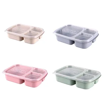 3 Tinklelis Kviečių Šiaudų Microwavable Miltų Laikymo Maisto Ruošimo Lauke Pietūs Konteinerių Lunchbox Nešiojamų Bento Box Vakarienė