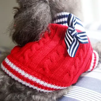 Mielas Dryžuotas Tamsiai Šuo Megztiniai Rudens Žiemos (Puloveris) Laivapriekio kaklaraištis Katė Megztinis Britų Trikotažas už Smulkaus ir Vidutinio Šuo Šiltas Pet Kostiumas