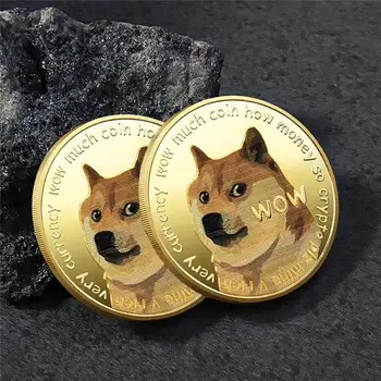 1PC Juokinga Aukso Dogecoin Proginės Monetos Modelis Šuo Suvenyrų Monetos Mielas Šuo Modelis Šuo Suvenyrų Darbalaukio Papuošalai