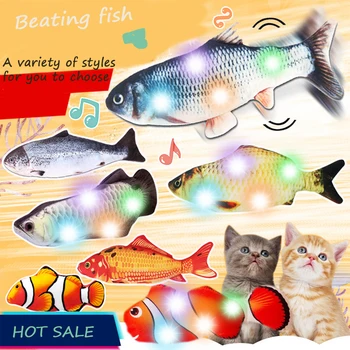 Elektroninių Naminių Kačių Pliušinis Žaislas Elektros Šunų Kačių Kramtymas Prekių USB Įkrovimo Žėrintis Muzikos Modeliavimas Žuvų Interaktyvus Žaislas Dovana
