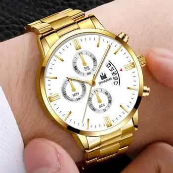 2021 Vyrų prabangių verslo Karinės Kvarco žiūrėti aukso nerūdijančio plieno juosta vyrų laikrodžiai Dienos kalendoriaus vyrų laikrodis Relogio tiesiogiai