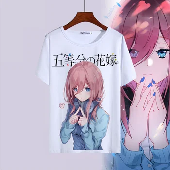 Vasaros marškinėliai Anime Esmingiausia Quintuplets Nakano Miku Cosplay, T-marškinėliai, Unisex Nakano Ichika trumpomis Rankovėmis marškinėlius