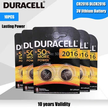 10VNT Originalą DURACELL CR2016 Mygtuką Cell Baterijos 3V Ličio Baterijas Žiūrėti Žaislas Kompiuterio Skaičiuoklė Valdymo DLCR 2016